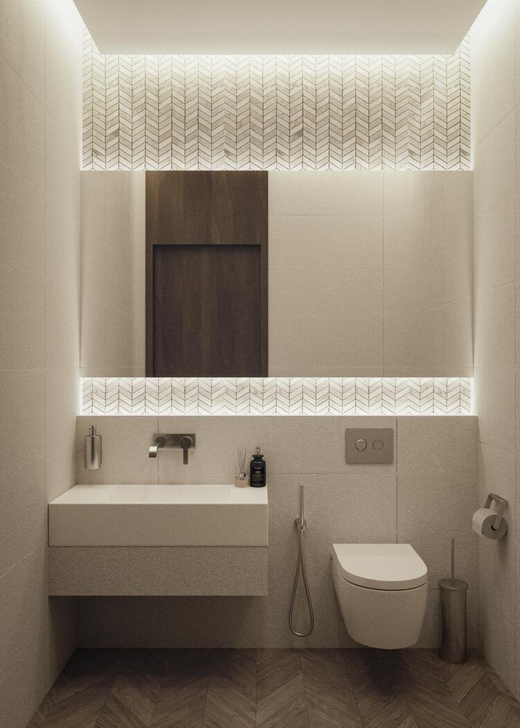 Handyman: bathroom mirror with basin and toilet underneath